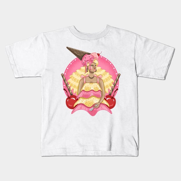 Gelato girl Kids T-Shirt by XioVerduzco-art